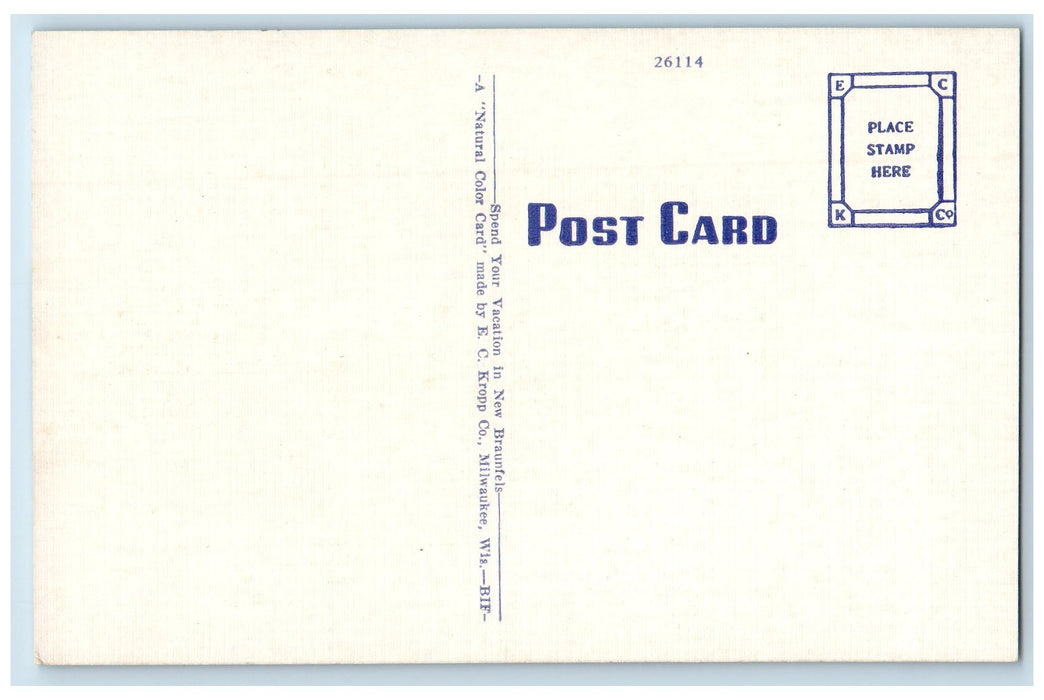 City Plaza Garden Park New Braunfels Texas TX, Church Hotel Scene Postcard