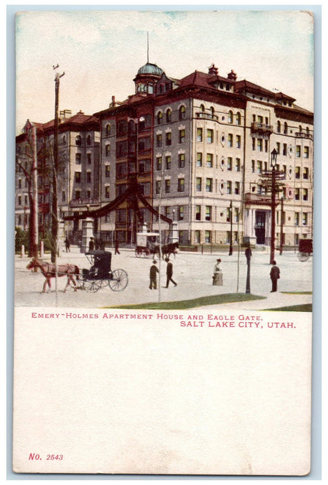 c1905 Emery-Holmes Apartment House Eagle Gate Salt Lake City Utah UT Postcard