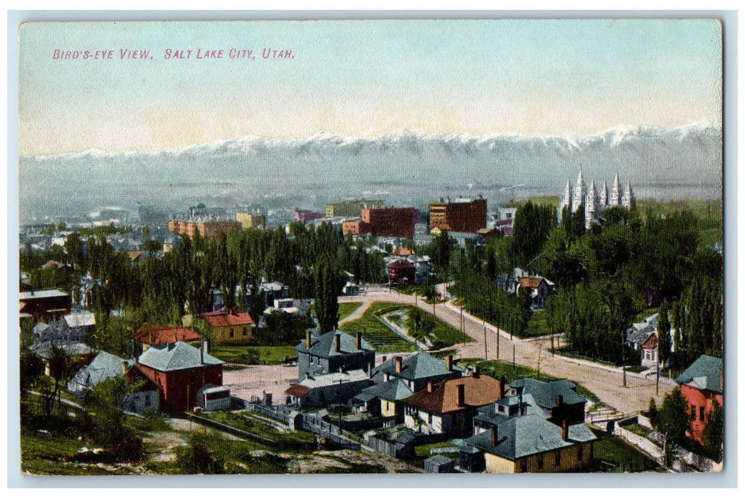 c1910's Bird's Eye View Of Salt Lake City Utah UT Antique Unposted Postcard