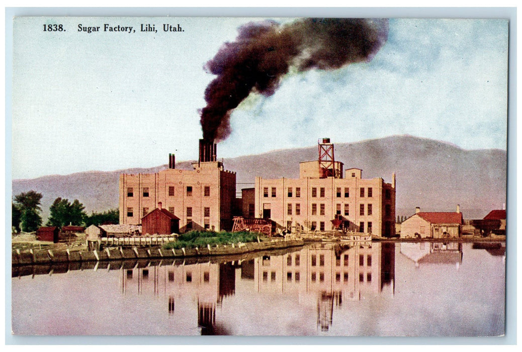 c1910's Sugar Factory Building Panoramic View Lihi Utah UT Antique Postcard