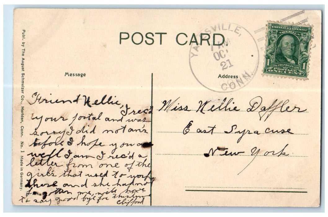 c1950's Church St. Train Railroad Dirty Road Houses Yaleville Conn. CT Postcard