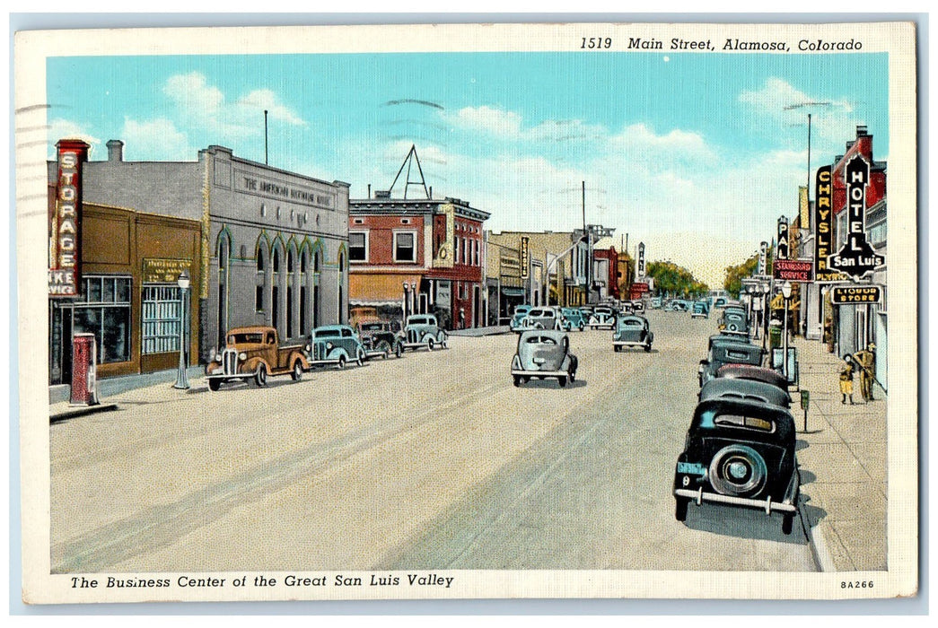 1950 The Great San Luis Valley Business Center Main Street Alamosa CO Postcard