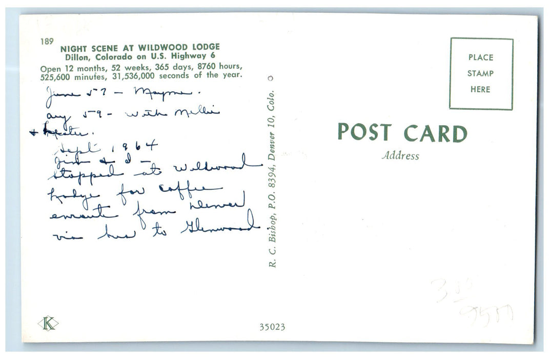 c1960's Wildwood Lodge Cafe Coffee Lightning Signage Dillon Colorado CO Postcard