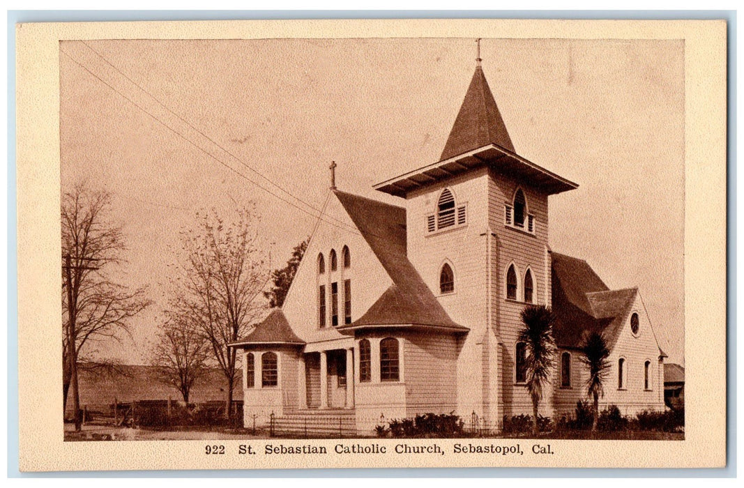 c1920 St. Sebastian Catholic Church  Sebastopol California CA Unposted Postcard