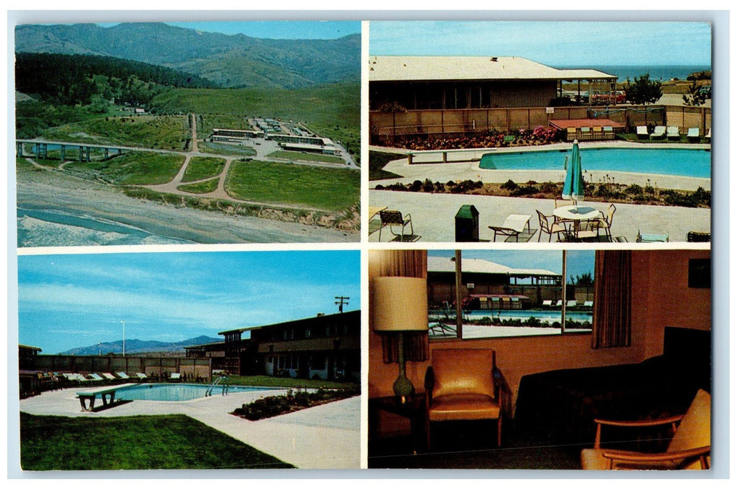 c1950 San Simeon Lodge Multiview Hotel Pool San Simeon California CA Postcard