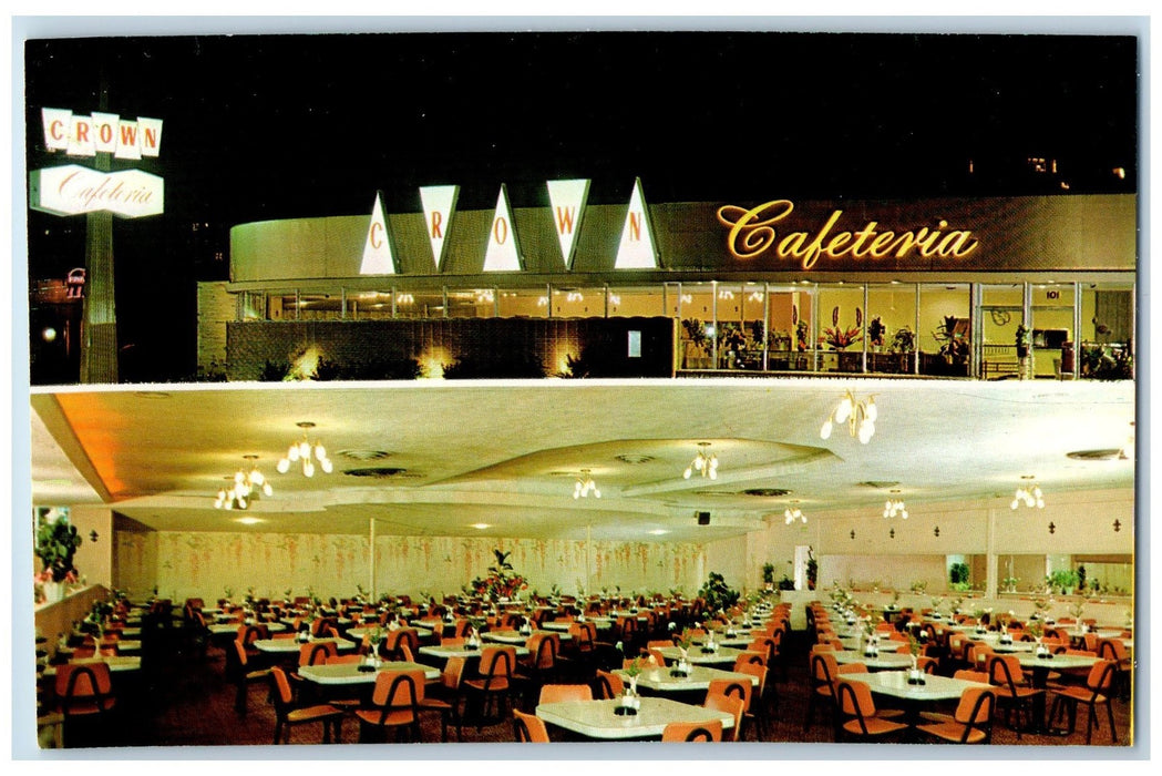 c1950 Crown Cafeteria Restaurant Dine Multi View Pasadena California CA Postcard