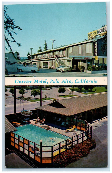 c1950 Currier Motel Pool Roadside Multiple View Palo Alto California CA Postcard