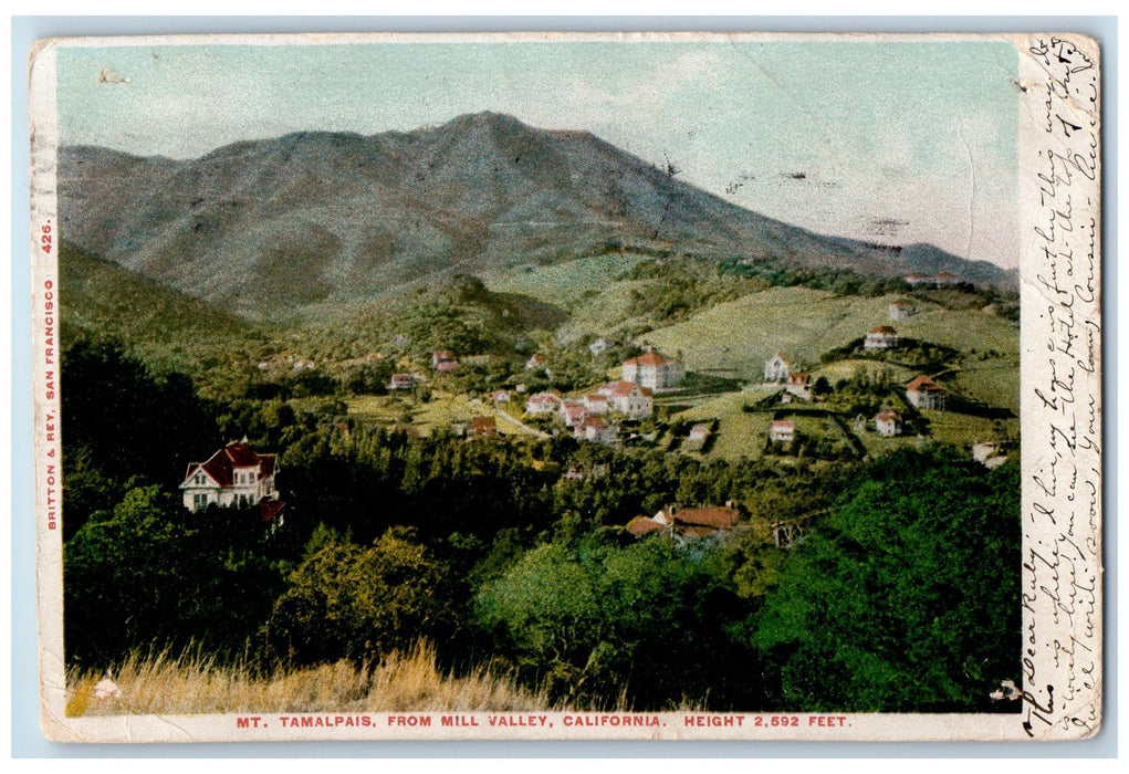 1904 Mt. Tamalpais 2,592 Feet Mountain Houses Mill Valley California CA Postcard