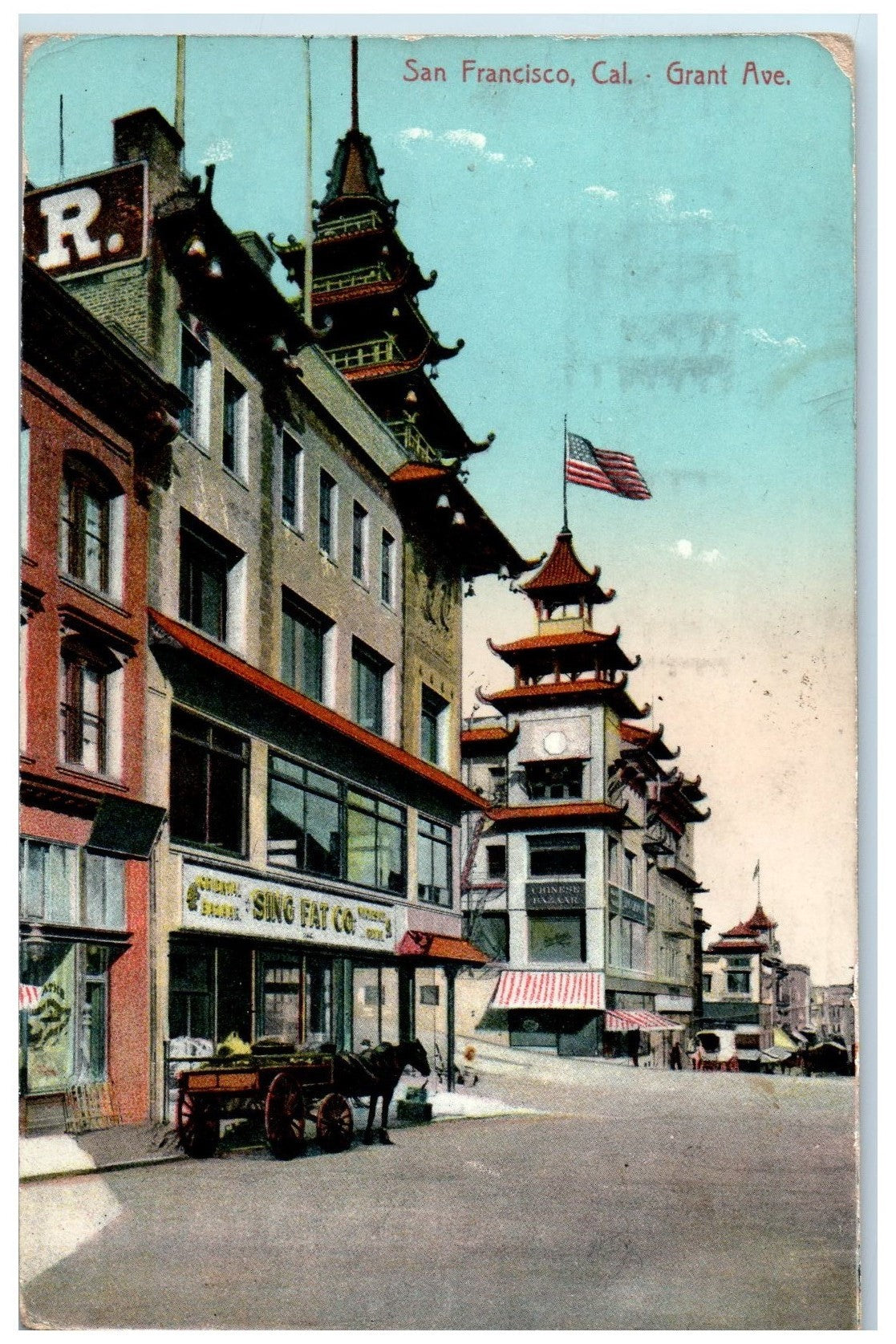 1912 Grant Ave. Chinatown Sing Fat Co. San Francisco CA Horse Wagon Po ...
