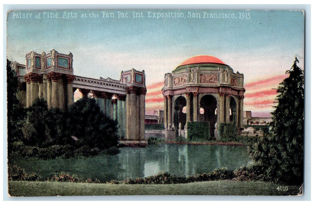 1915 Palace Fine Arts Clock Cancel Exposition View San Francisco CA Postcard