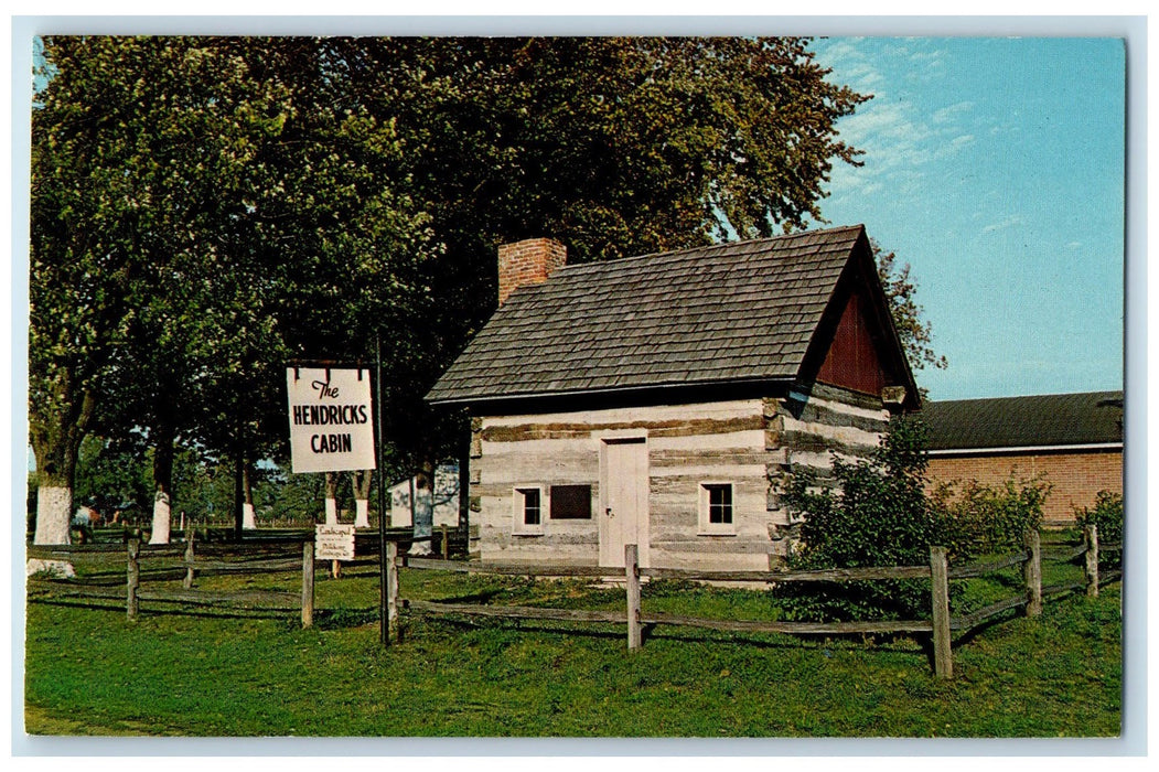 View Of The Hendrick's Cabin House Shelbyville Indiana IN Vintage Postcard