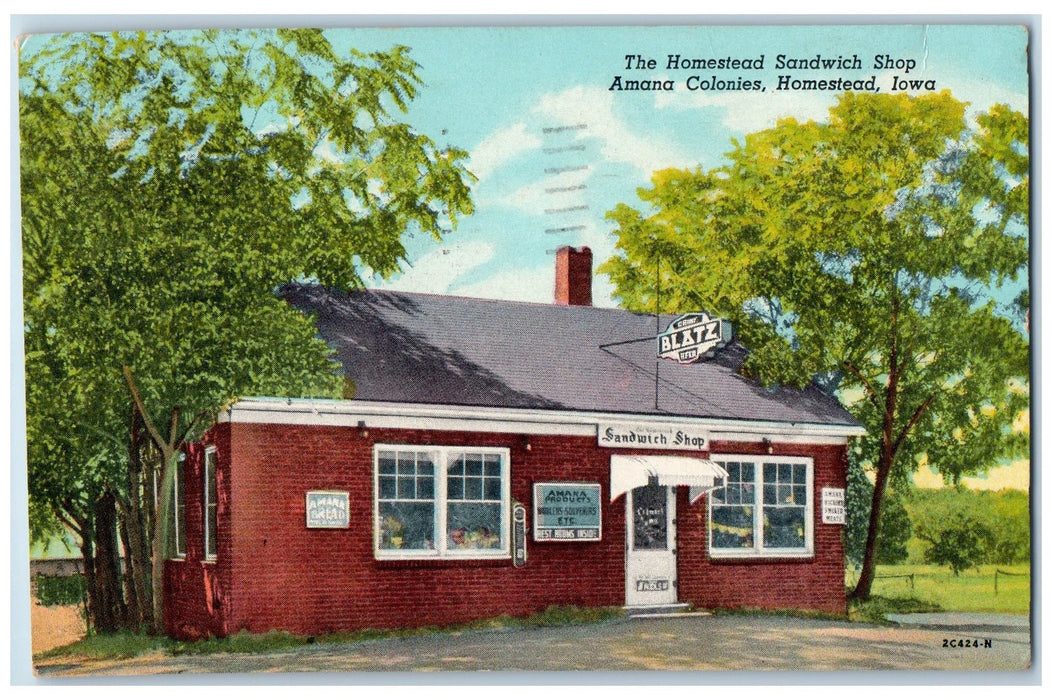 1966 The Homestead Sandwich Shop Roadside Entrance Homestead Iowa IA Postcard
