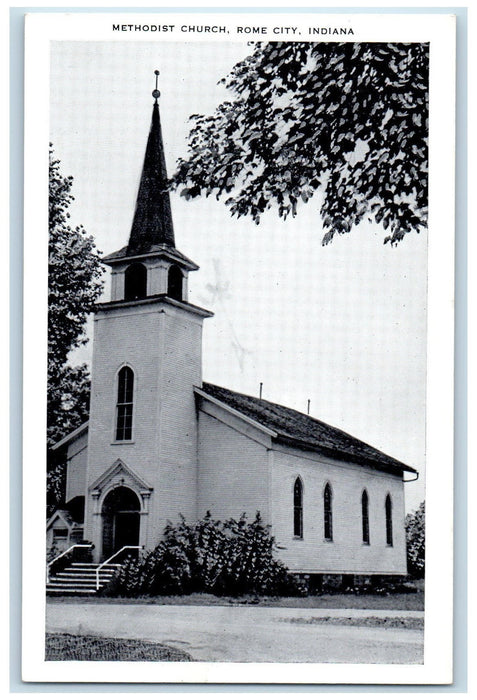 Methodist Church Exterior Scene Rome City Indiana IN Vintage Unposted Postcard