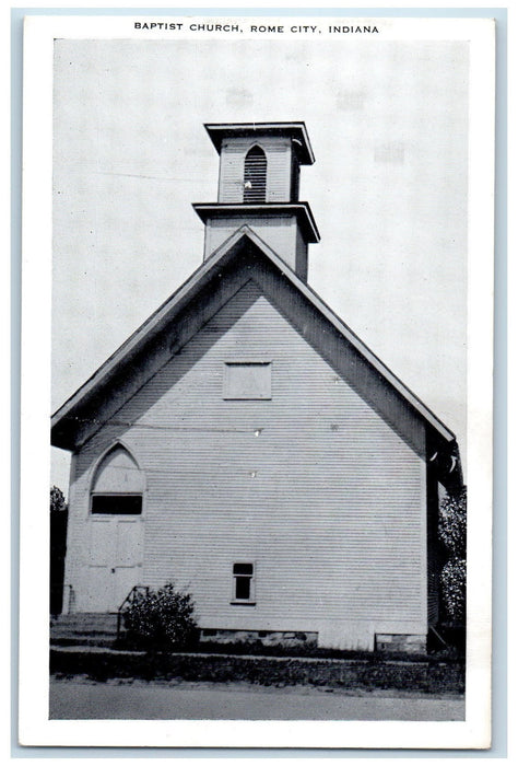 Baptist Church Front View Rome City Indiana IN Vintage Unposted Postcard