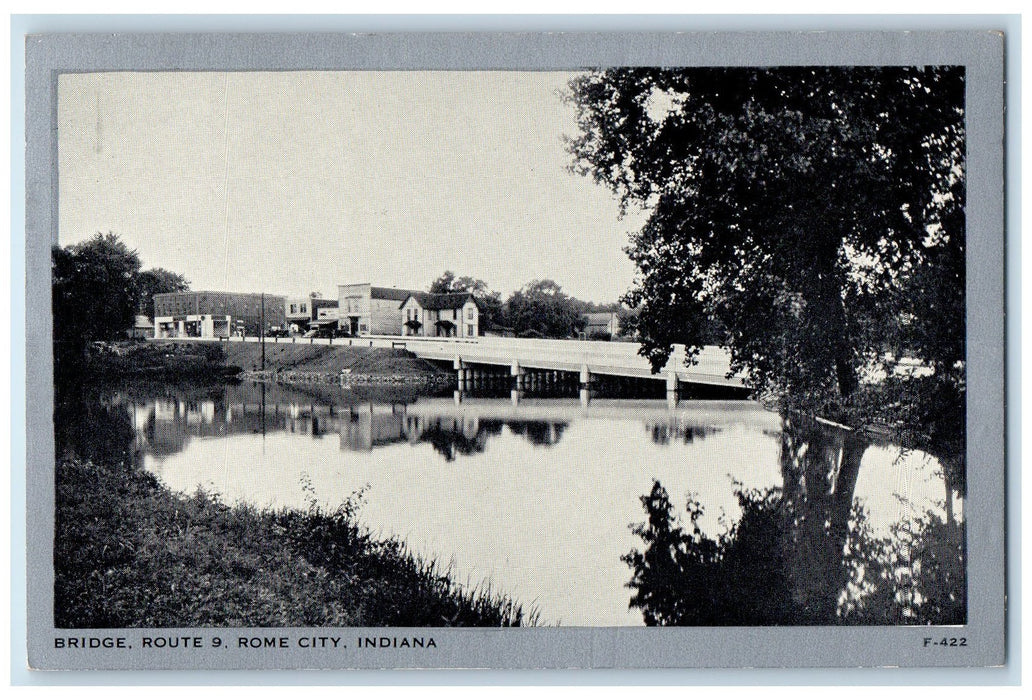 Bridge Route 9 Rome City Indiana IN, Lake Street Scene Vintage Postcard