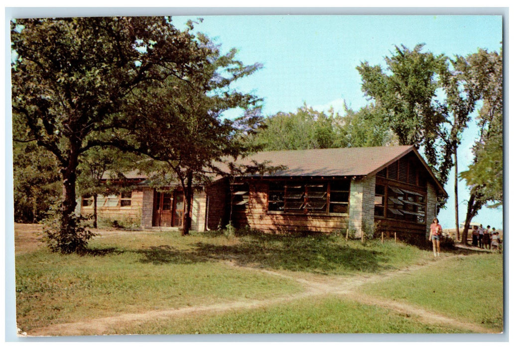 c1950's Hickory Lodge Inn Camping Site People Ground Car Madrid Iowa IA Postcard