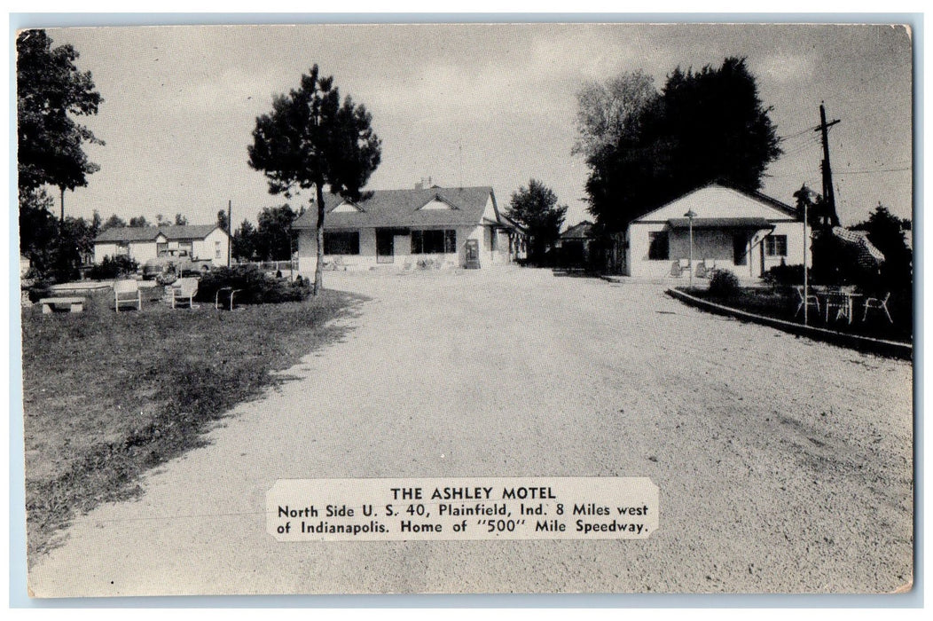 c1950's The Ashley Motel Inn Dirty Road Truck Chair Table Plainfield IN Postcard