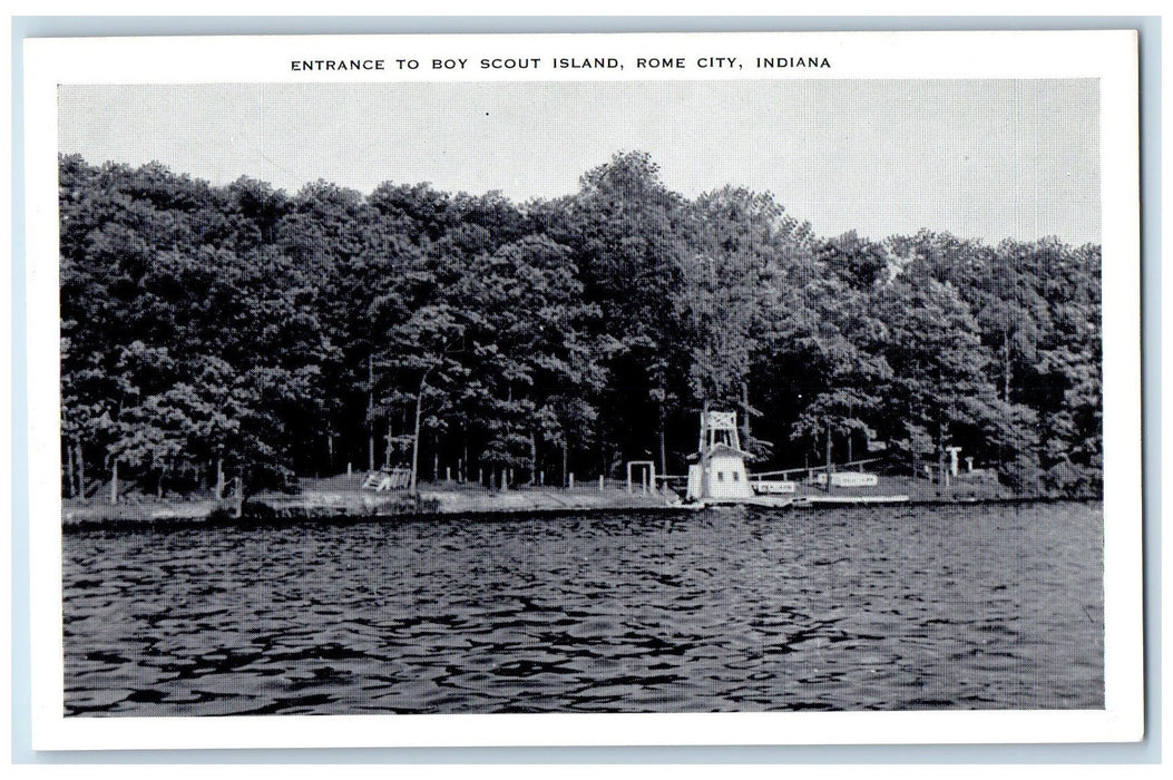 Entrance To Boy Scout Island House Rome City Indiana IN Vintage Postcard