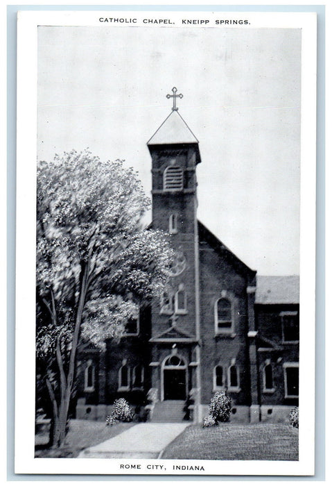 View Of Catholic Chapel Kneipp Sanitarium Rome City Indiana IN Vintage Postcard