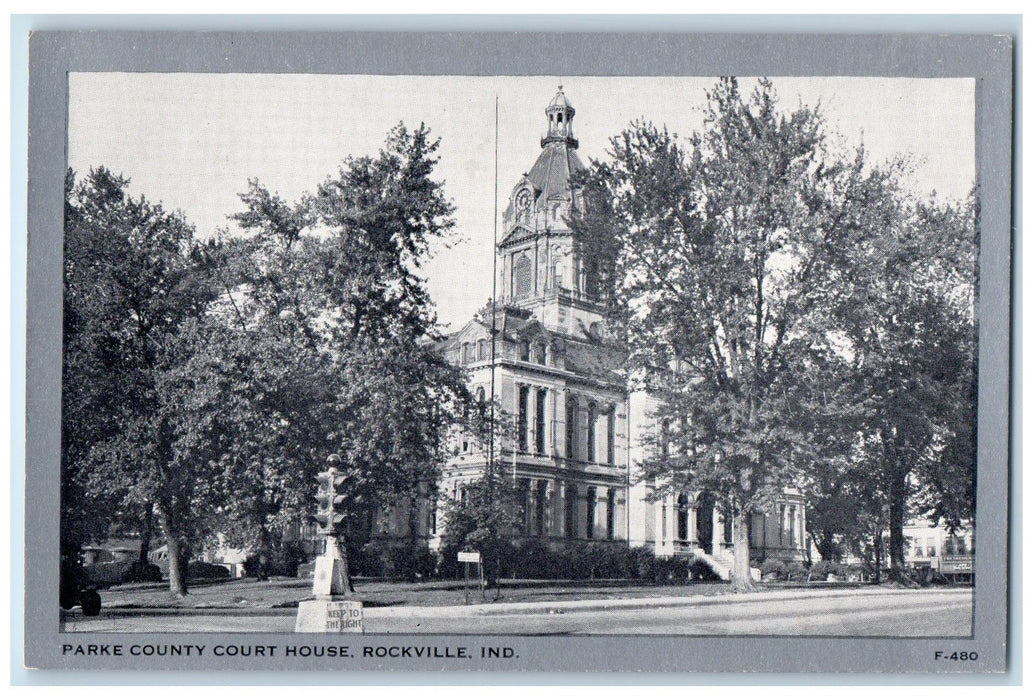 View Of Parke County Court House Church Rockville Indiana IN Vintage Postcard