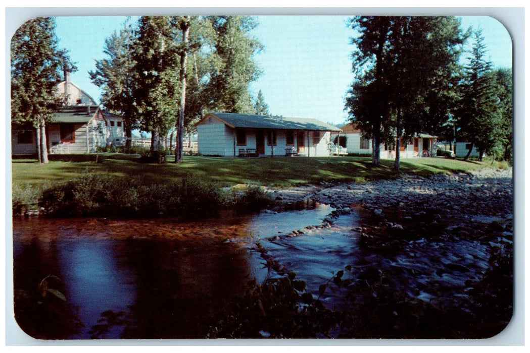 c1950 Deep Creek Motel Restaurant River Side Bonners Ferry Idaho ID Postcard