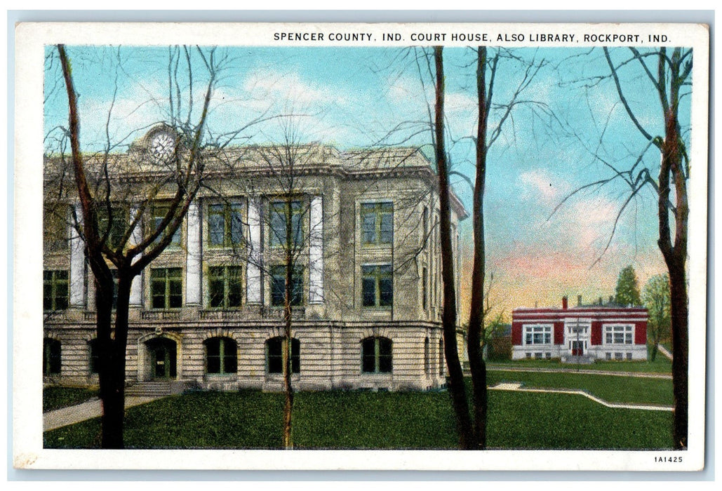 View Of Spencer County Court House Library Building Rockport Indiana IN Postcard