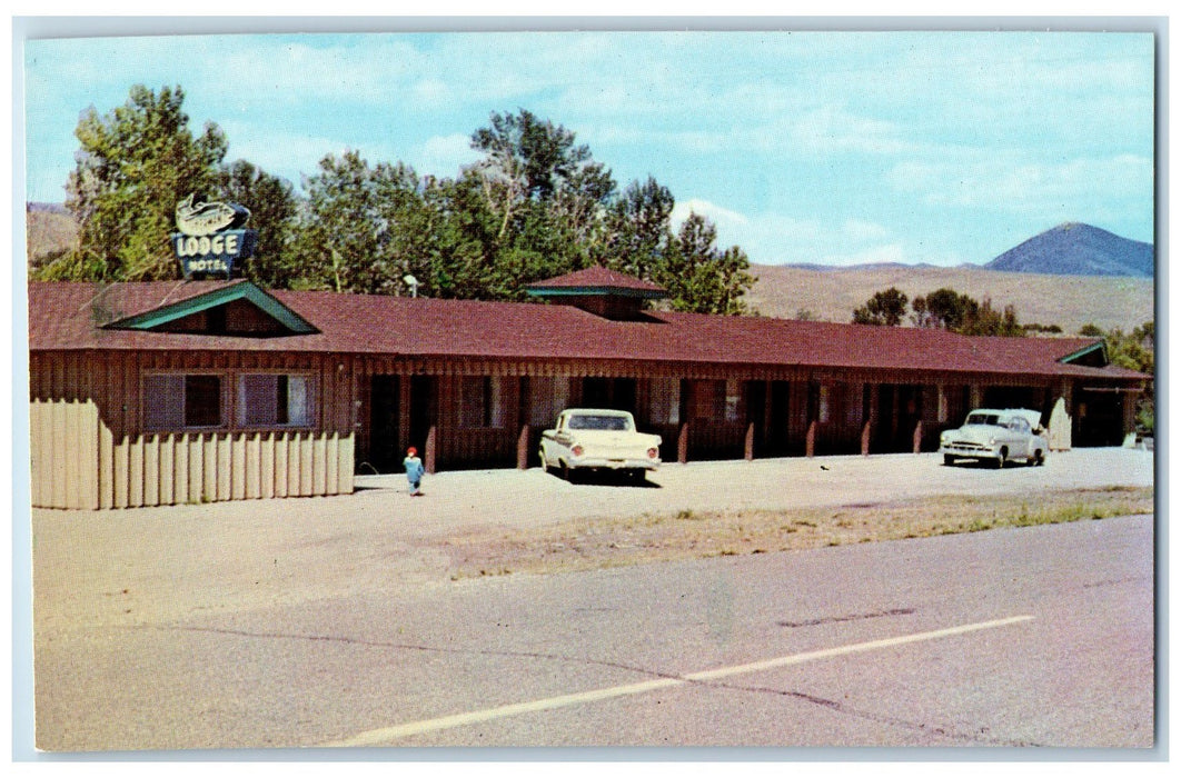 c1950's Fisherman's Lodge Motel Roadside Classic Cars Mountain Lemhi ID Postcard