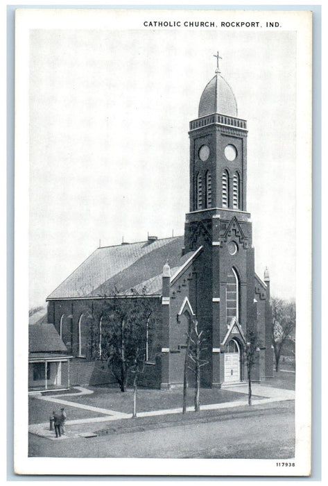 c1910's View Of Catholic Church Rockport Indiana IN Antique Unposted Postcard