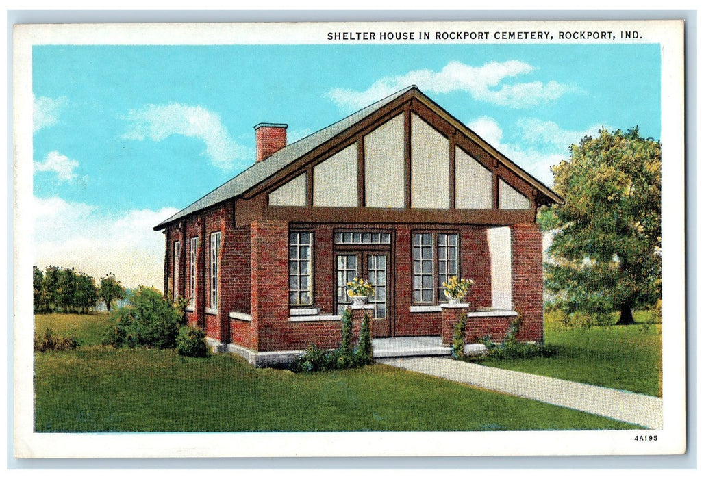 c1910's View Of Shelter House In Rockport Cemetery Indiana IN Antique Postcard