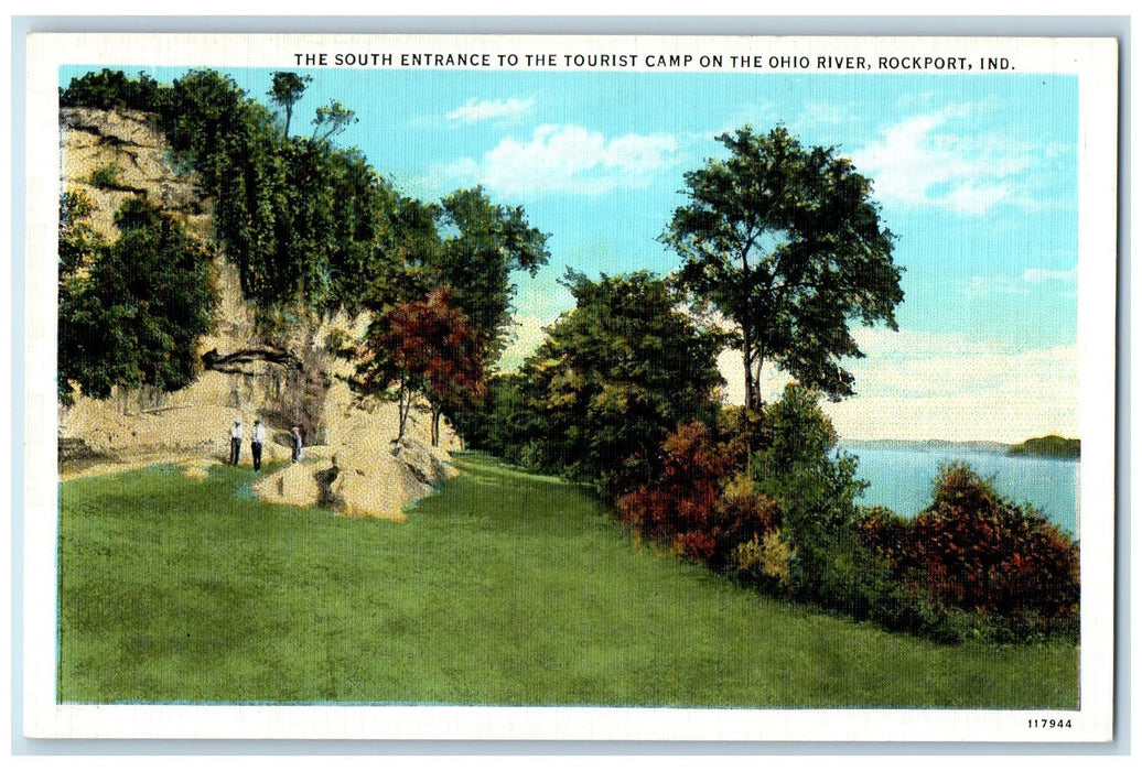 c1910's The South Entrance To The Tourist Camp Ohio River Rockport IN Postcard