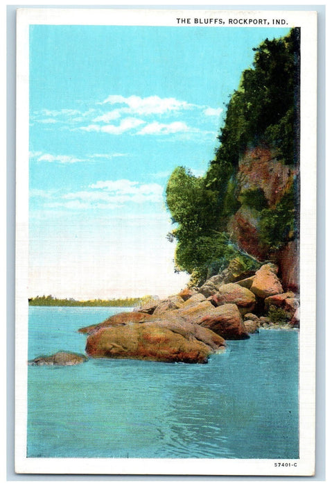 c1910's The Bluffs Rockport Indiana IN, Rocks Lake Nature View Antique Postcard