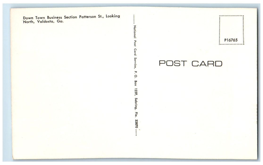 c1950 Down Town Business Section Classic Cars Establishment Valdosta GA Postcard