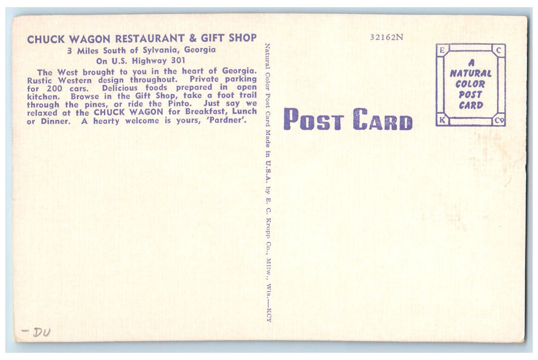 c1940 Chuck Wagon Restaurant Gift Shop Multiple View Front Sylvania GA Postcard
