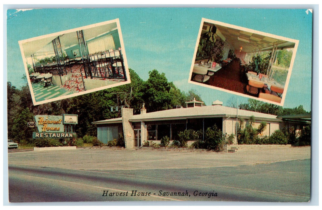 c1950 Harvest House Restaurant Roadside Dining View Savannah Georgia GA Postcard