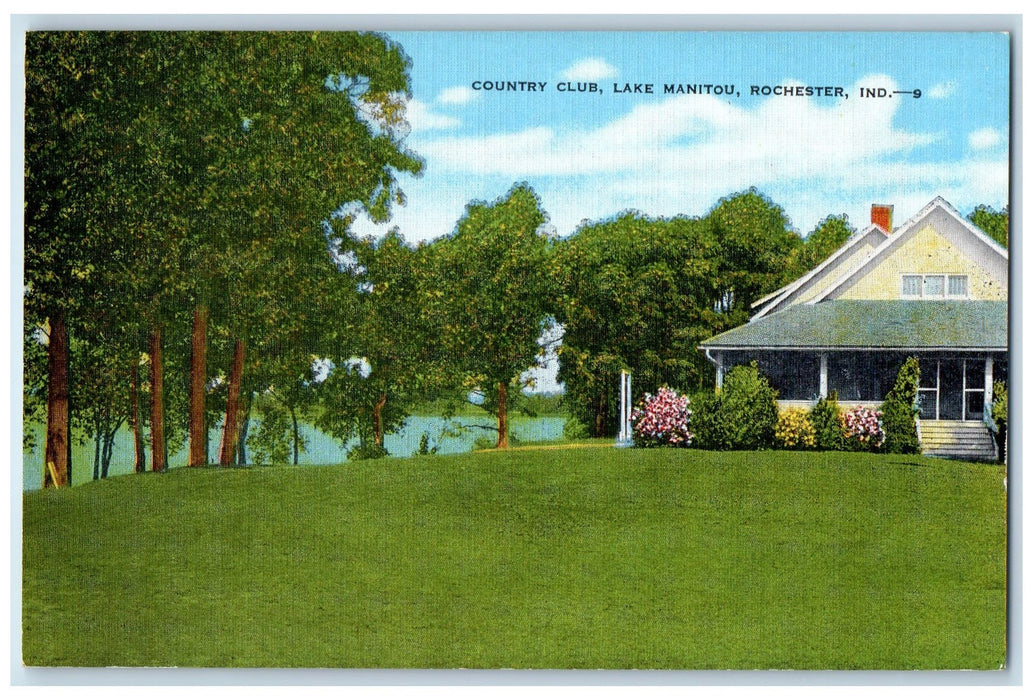 Country Club Lake Manitou Garden View Rochester Indiana IN Vintage Postcard