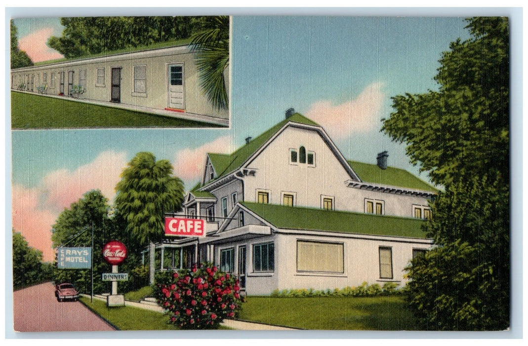 c1940's Ray's Motel Hotel Cafe Restaurant Roadside Lumpkin Georgia GA Postcard