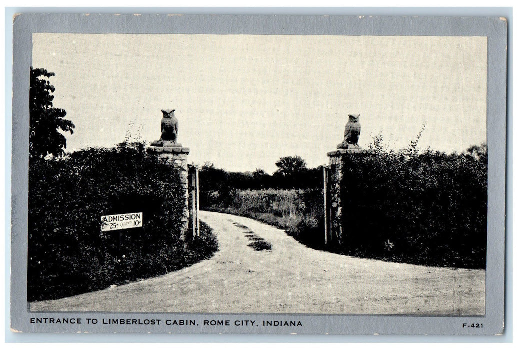 Entrance To Limberlost Cabin Rome City Indiana IN Vintage Unposted Postcard