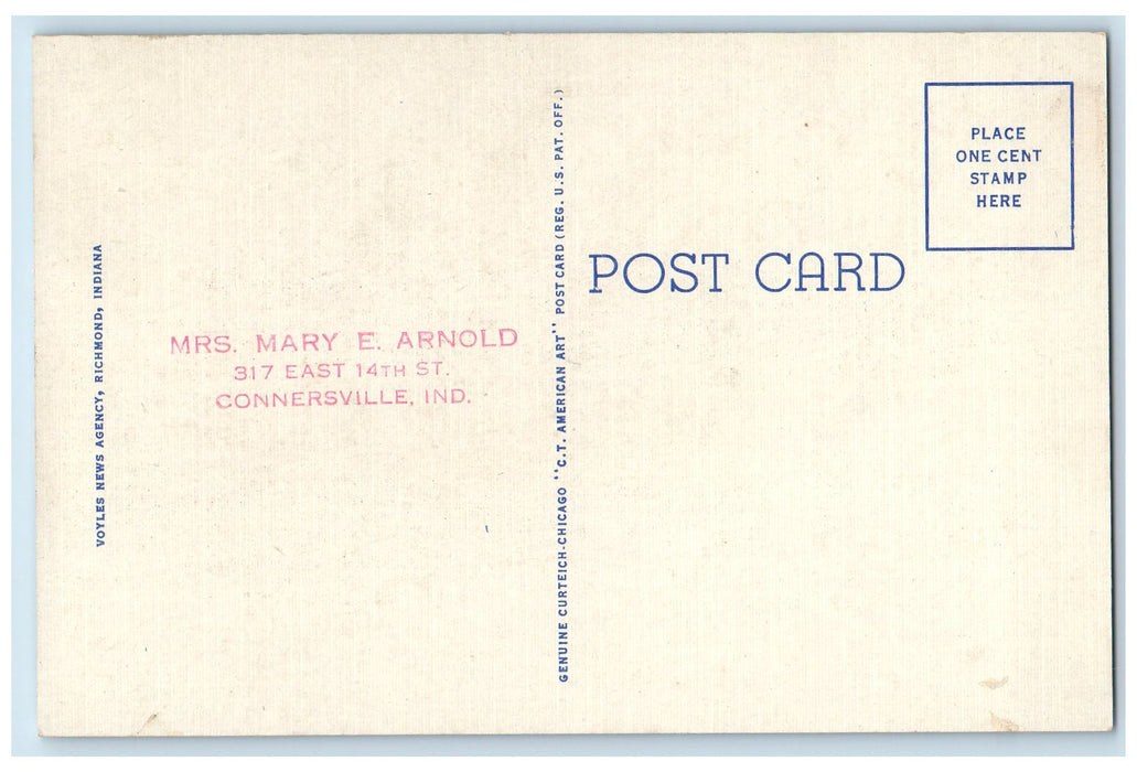 View Of Wayne County Court House Car-lined Richmond Indiana IN Vintage Postcard