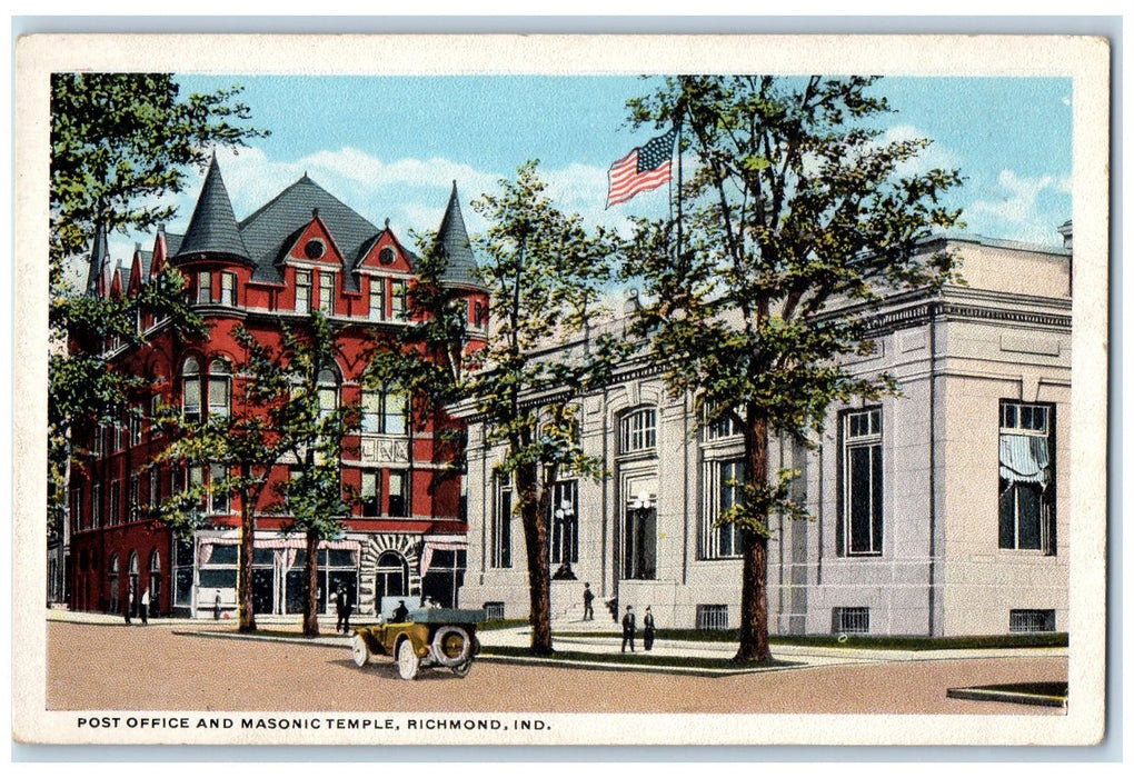 c1910's Post Office And Masonic Temple Building Richmond Indiana IN Postcard