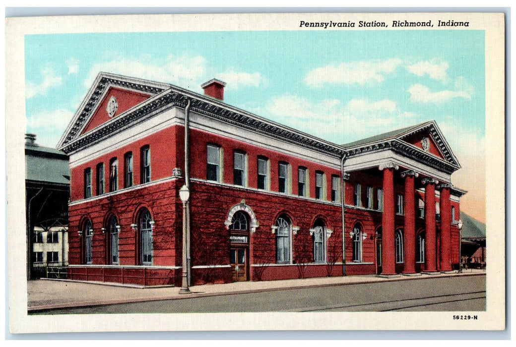 Pennsylvania Station Exterior Scene Richmond Indiana IN Vintage Postcard