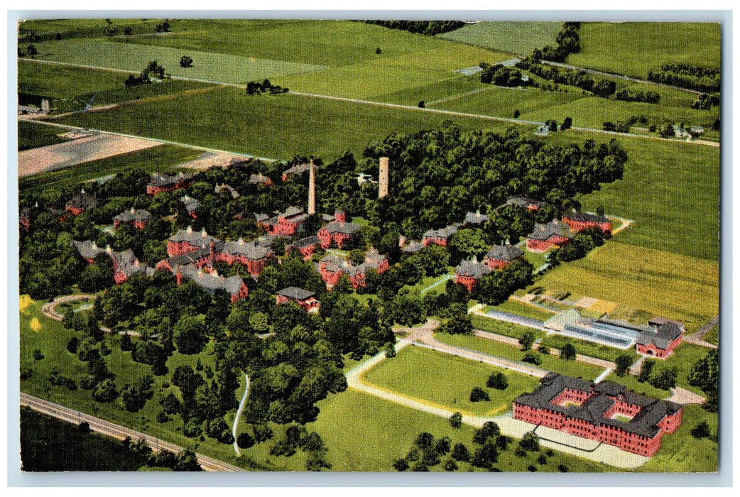 Aerial View Of Easthaven Indiana State Hospital Richmond IN Vintage Postcard