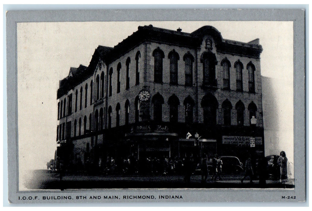 View Of I.O.O.F Building 8th And Main Richmond Indiana IN Vintage Postcard