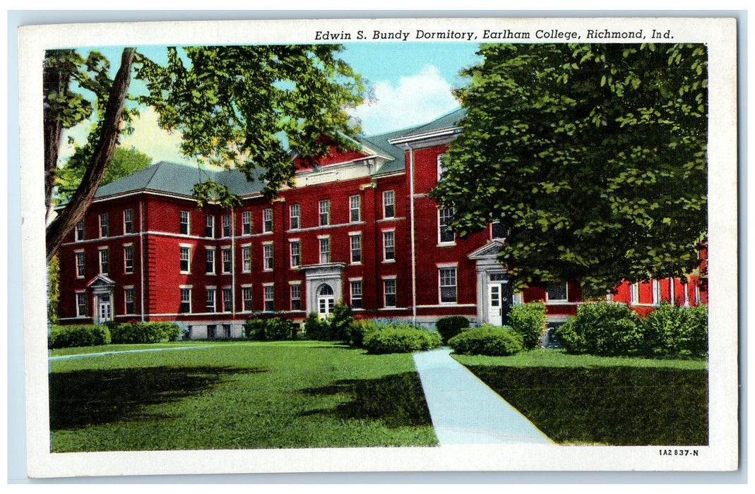 Edwin S. Bundy Dormitory Earlham College Richmond Indiana IN Vintage Postcard