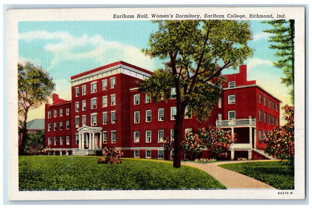 Earlham Hall Women's Dormitory Earlham College Richmond Indiana IN Postcard