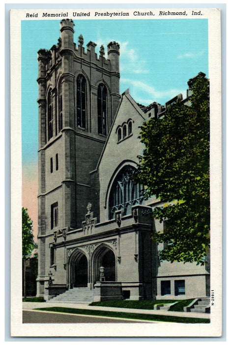 Reid Memorial United First Presbyterian Church Richmond Indiana IN Postcard