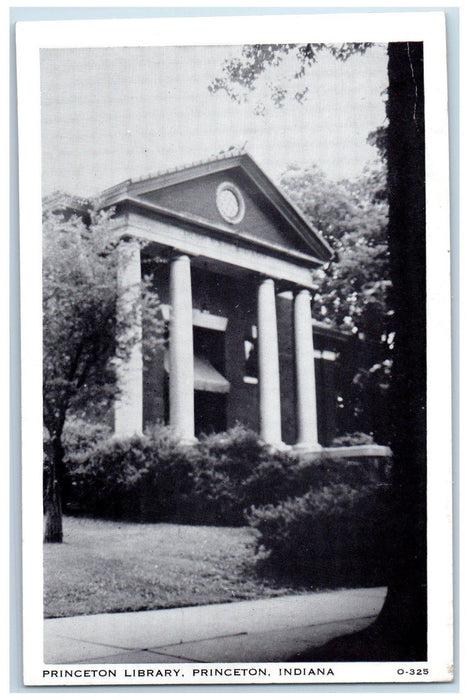 View Of Princeton Library Indiana IN, Garden Scene Vintage Unposted Postcard