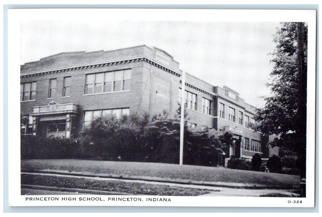 Princeton High School Building Exterior Scene Indiana IN Vintage Postcard