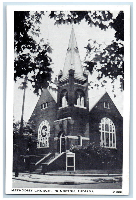 c1940's View Of Methodist Church Princeton Indiana IN Vintage Postcard