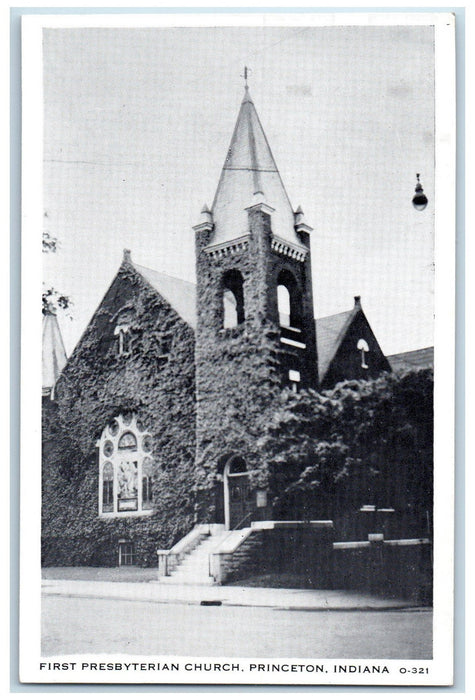 First Presbyterian Church Front View Princeton Indiana IN Vintage Postcard