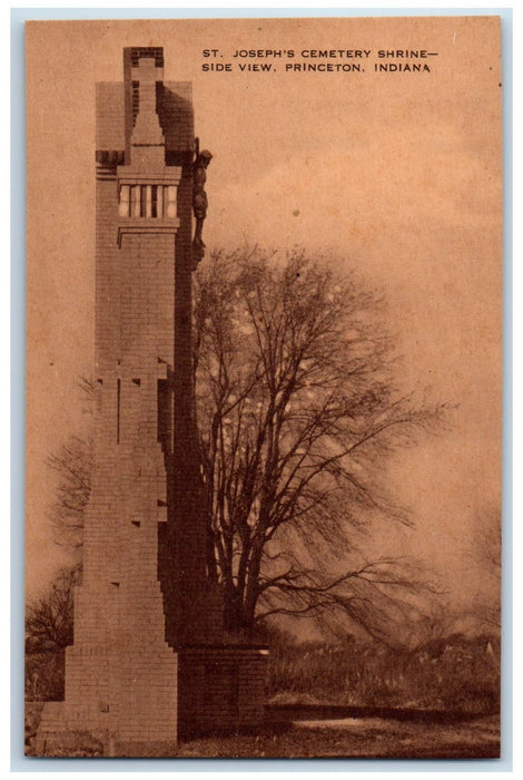 St. Joseph's Cemetery Shrine Side View Princeton Indiana IN Vintage Postcard